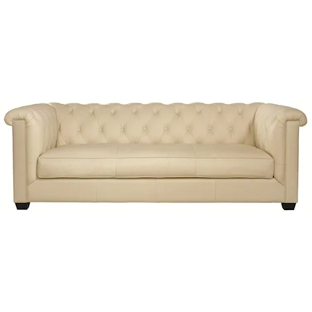 Classic Styled Sofa with Tufted Tuxedo Back in Traditional and Contemproary Style